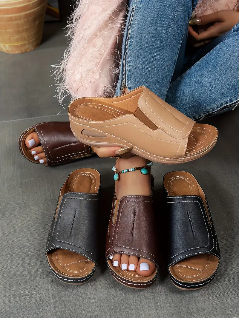 womens comfortable casual wedge sandals everyday anti slip shopping shoes summer outdoor beach slippers Product details 0
