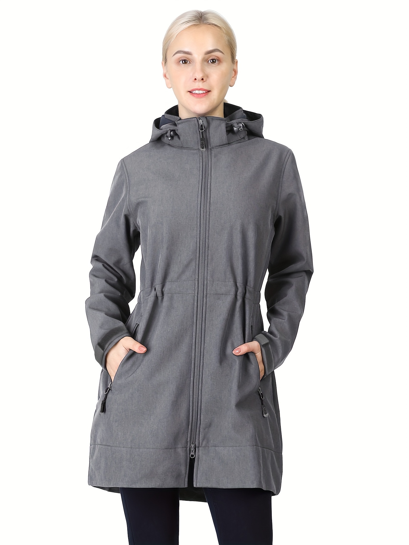 Women's Waterproof Long Hooded Jacket Fleece Lined Windproof - Temu