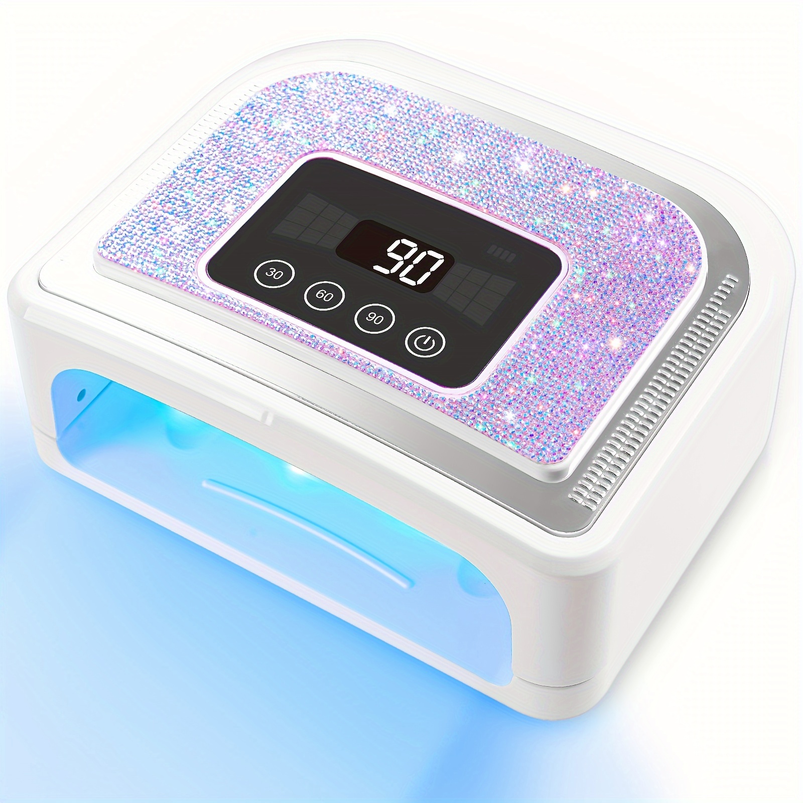 

120w Rechargeable Uv Nail Lamp For Gel Nails, Led Nail Lamp With 4 Timer Modes, Gel Nail Light Decorate With Sparkling Nail Rhinestones Diamond