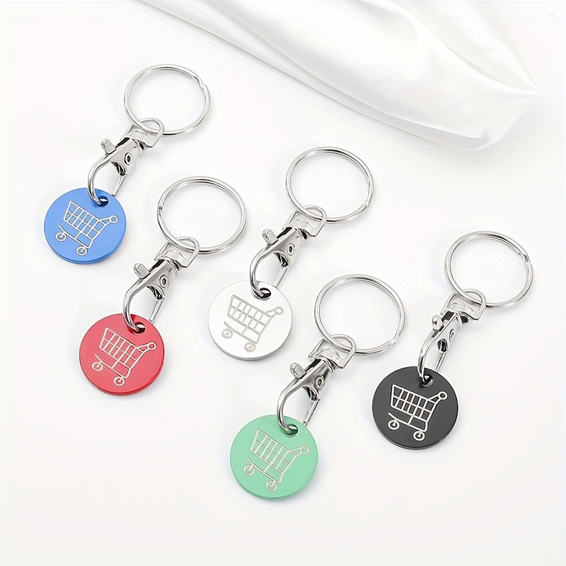 E-shop 5 Stück Token Einkaufswagen Muster Bunte Schlüsselanhänger Schlüsselring Tasche Rucksack Anhänger Handy Kopfhörer Box Zubehör Damen Geschenk
