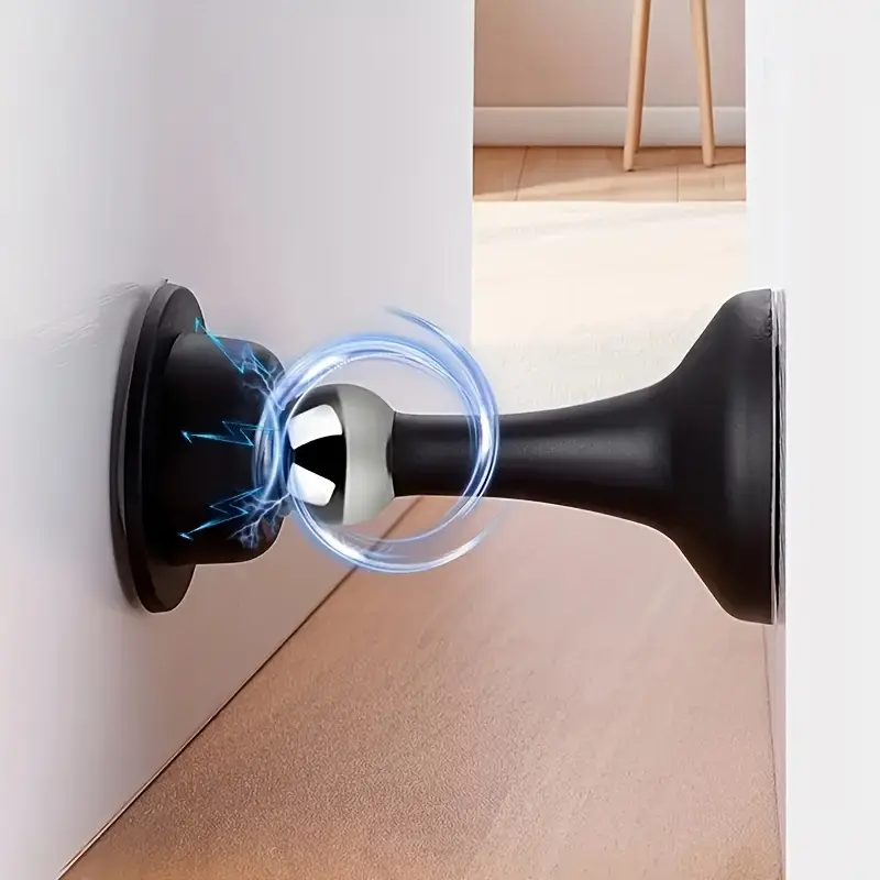 1pc magnetic for home use no drill installation with backing polished grey white black plastic material design for wall protection home door accessory sleek door accessory durable plastic details 2