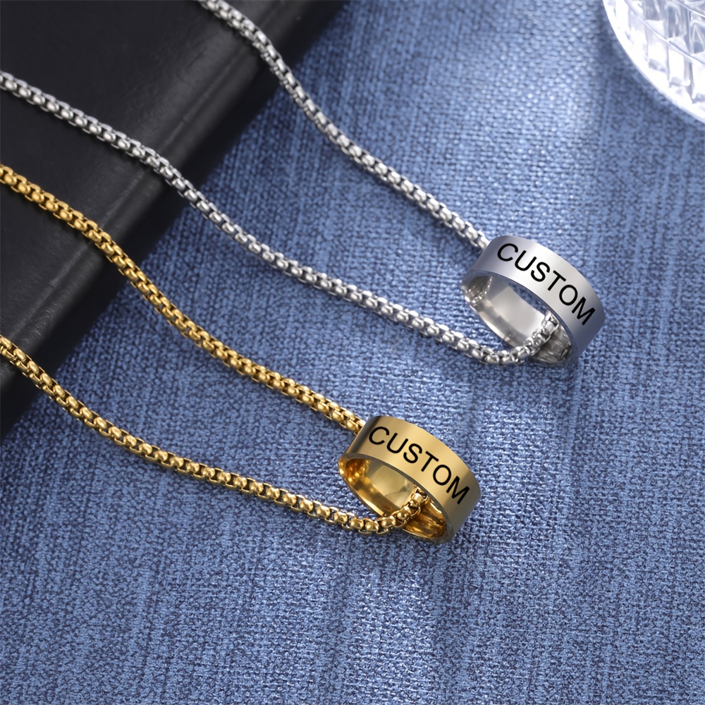 Personalized Engraved Name & Date Pendant Necklace