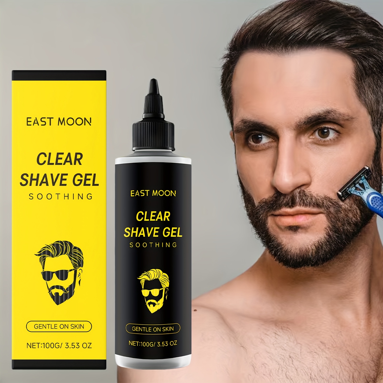 Herren Rasiergel, 100G / 3.53 Oz, mit Aloe Vera Extrakt, transparente  Textur, sanft und nicht * hypoallergene * * * fr Bartpflege, Gesichtsrasur  und tgliche Pflege