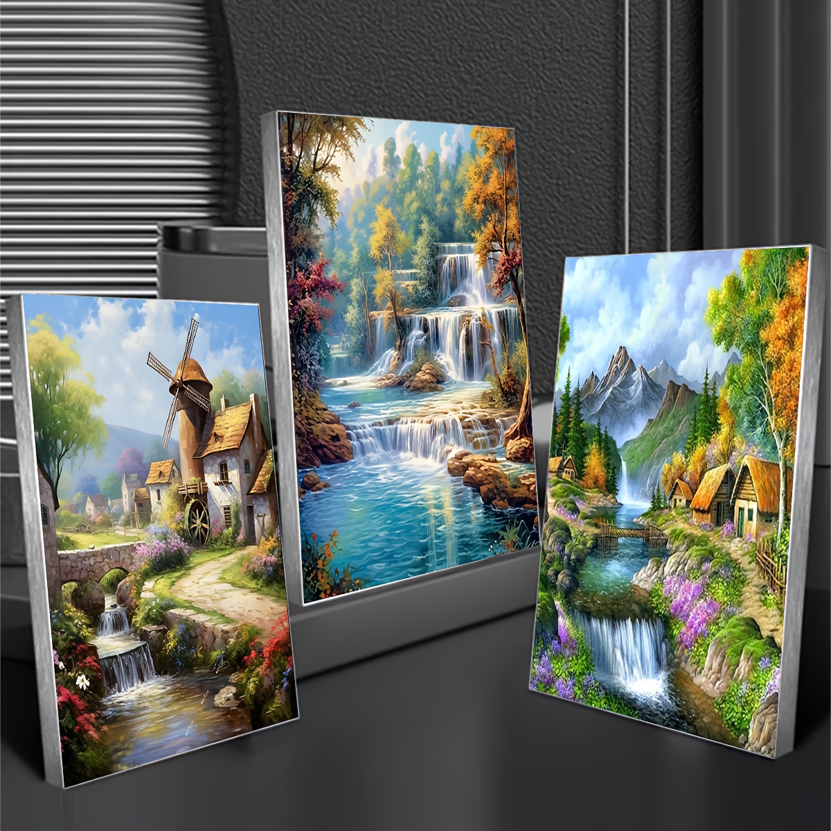 Image of 3pcs Diy Diamond Painting Landscape Mosaic Art, Home Decor, 30*40cm/15.75*11.81in