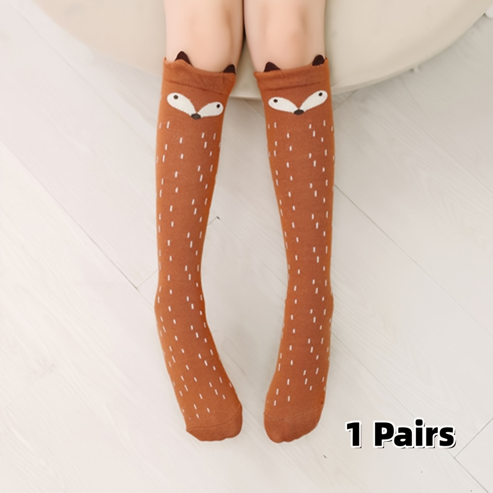 Image of 1/3 Pair Cartoon Autumn Winter Girls' Over-the-knee Socks Calf Socks Warm Breathable Cute Socks