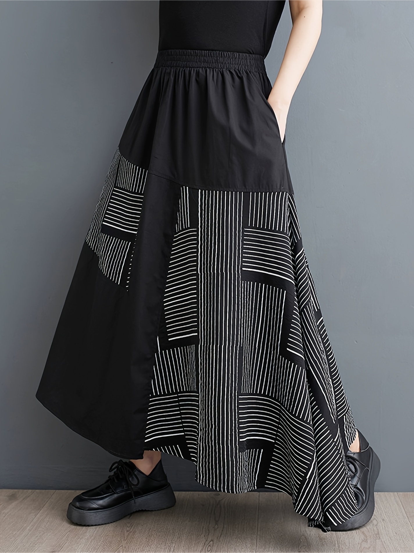 Rayas Horizontales Lineas Ropa Faldas Falda Línea Asimétrica Rayas