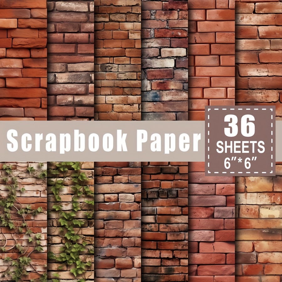 

36 Sheets Scrapbook Paper Pad In 6*6", Art Craft Pattern Paper For Scrapingbook Craft Cardstock Paper, Diy Decorative Background Card Making Supplies Retro Brick