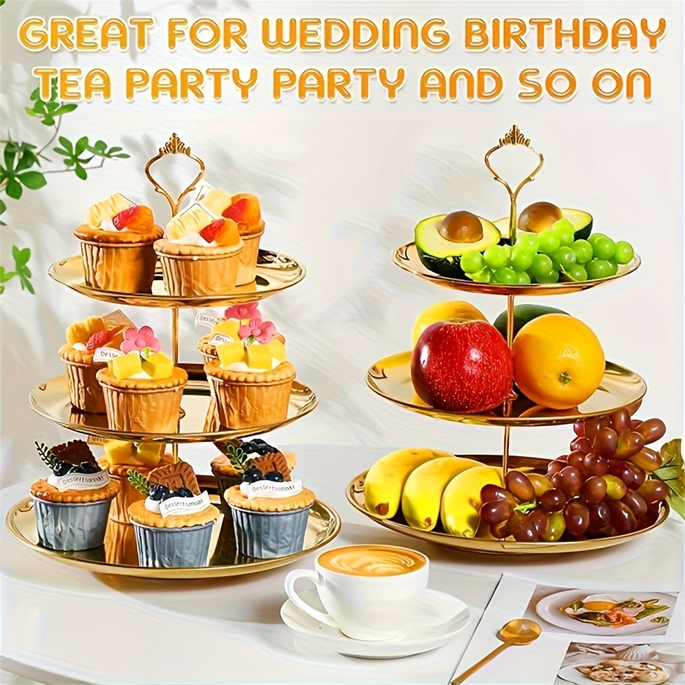 2pcs Stainless Steel Three-Layer Cake Rack for Elegant Dessert Display