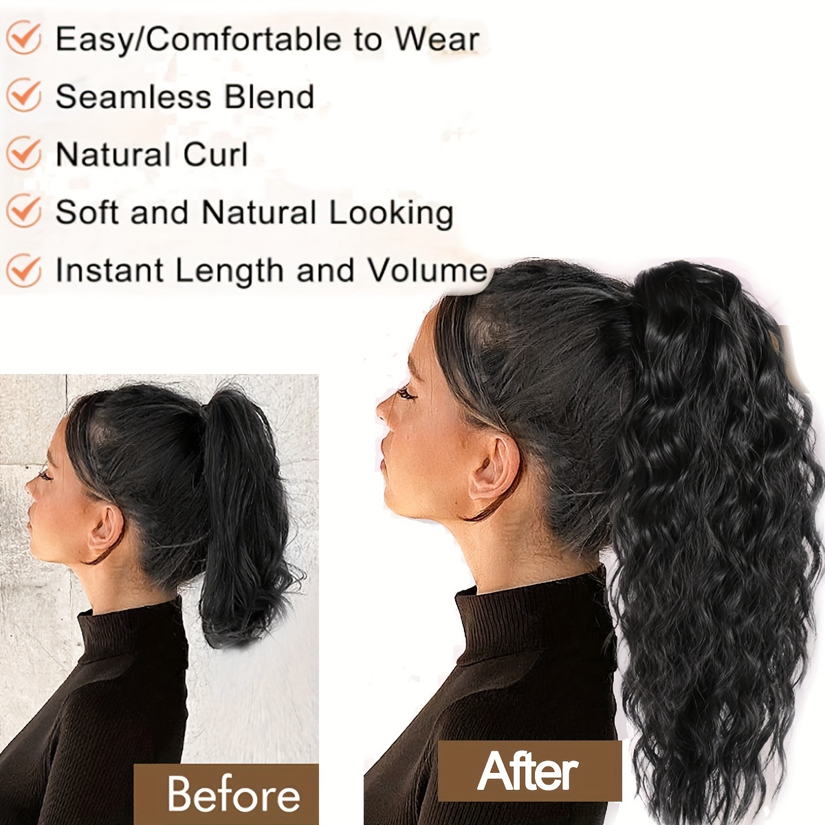   14 ponytail extensions claw short thick wavy curly claw clip in pony tails hairpiece soft natural looking synthetic hairpiece for women medium blonde with white blonde highlights for halloween gift details 5