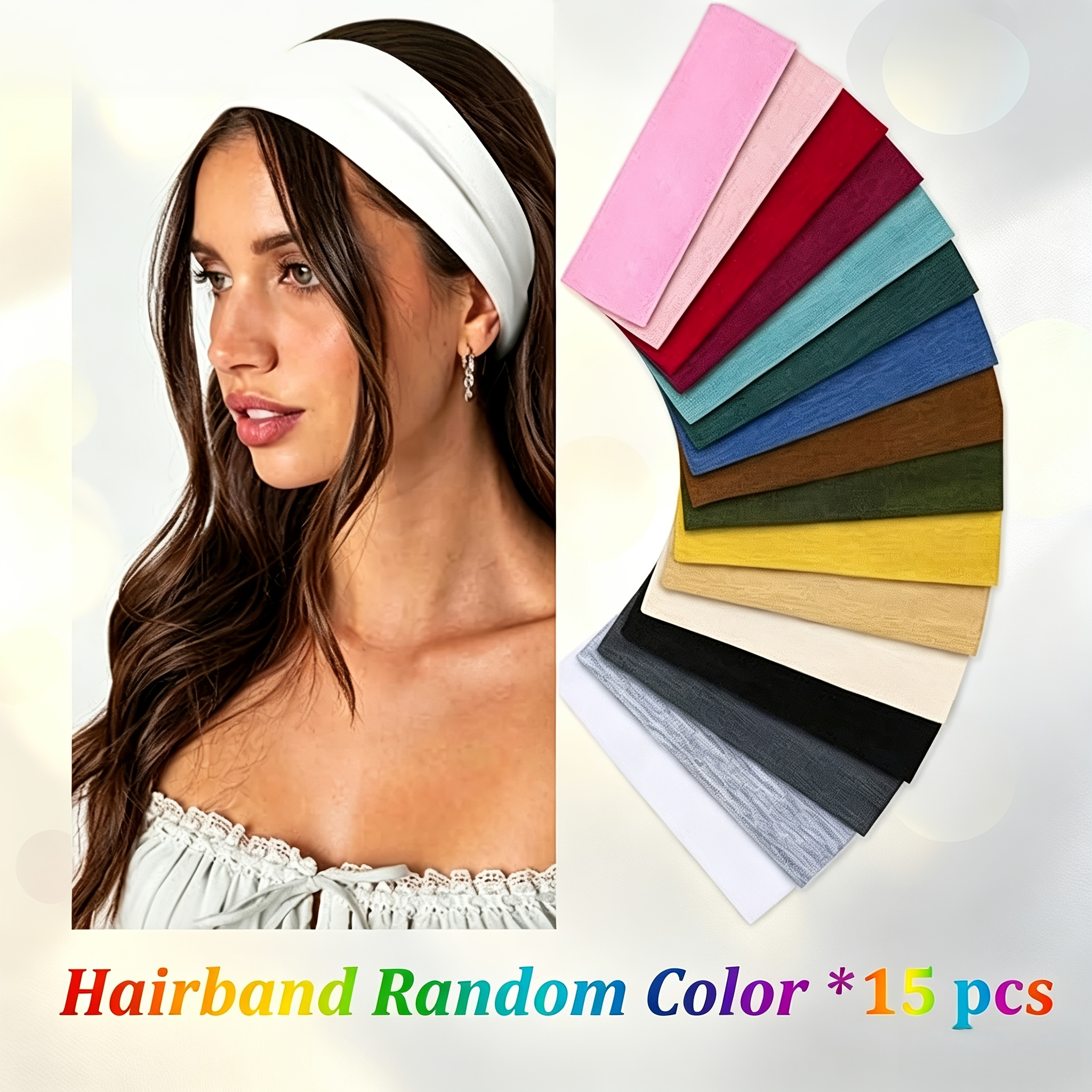 TEMU 15pcs Headbands, Women's Hair Non-slip Headbands For Women, Cloth Women's Hair Headbands, Multicolor Fashion Hair Additions For Workout Yoga