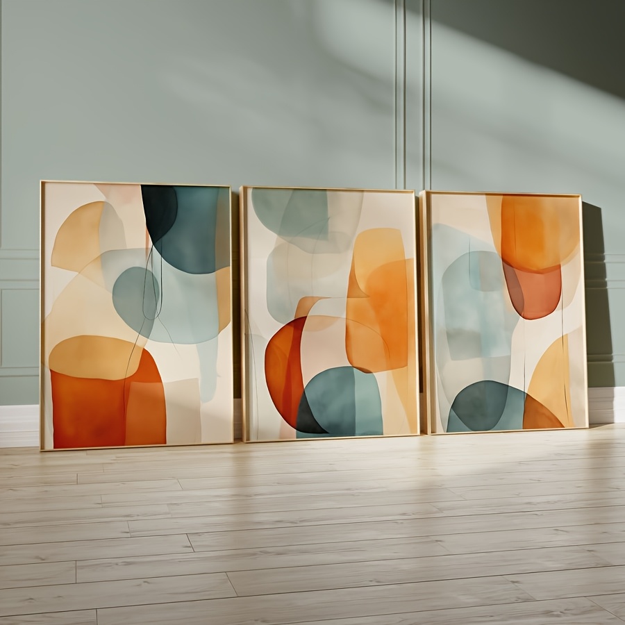 set von 3 bunten abstrakten wandkunstdrucken, große wandkunst, minimalistischer leinwandposter, boho moderne wanddekoration, frühlingsdekoration, innenraumdekoration, kunstwerk für wohnzimmer, schlafzimmer, küche, bar, café, büro, flur, studentenwohnheim, heim- und raumdekoration, ungerahmt