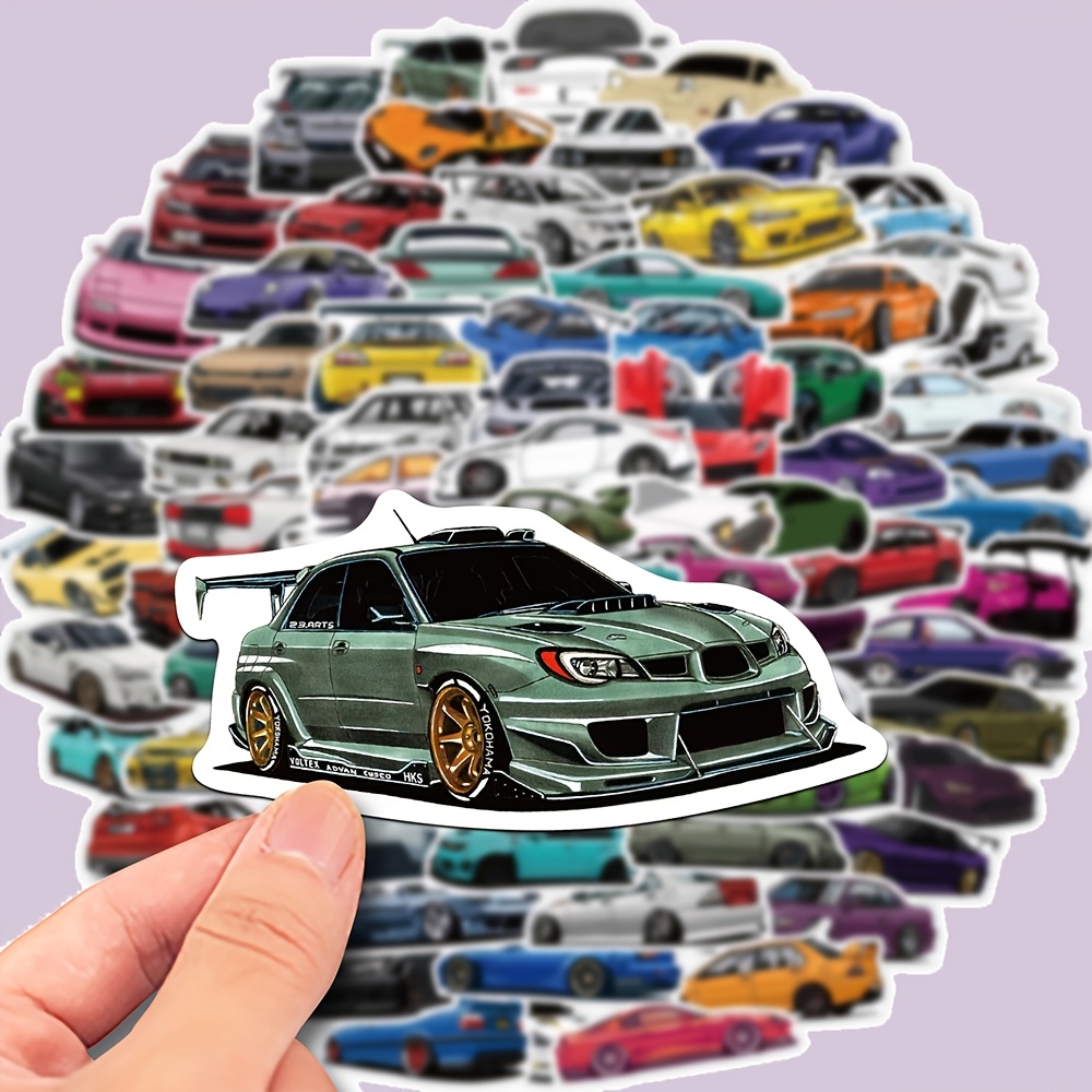 

100pcs Pvc Car Decal Stickers, Assorted Sports Car , Adhesive For Laptop, Luggage, Notebook, Water Bottle, Helmet Decoration