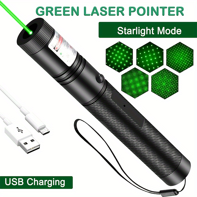  Puntero láser verde puntero láser de alta potencia de largo  alcance puntero láser puntero de luz láser USB recargable verde fuerte puntero  láser para presentaciones al aire libre : Productos de