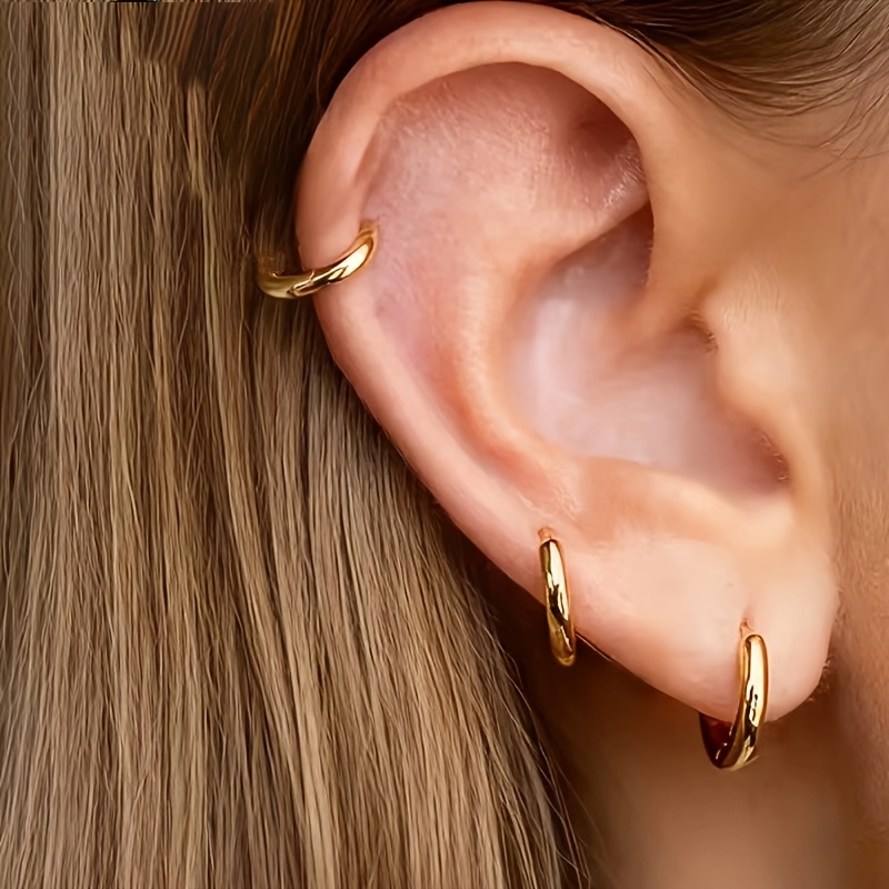 TEMU 3 Pairs Of Jewelry Sets, High-quality Stainless Steel Golden Earrings, Low-allergenic, Fade-resistant, And Elegant, Suitable For Daily Wear Or
