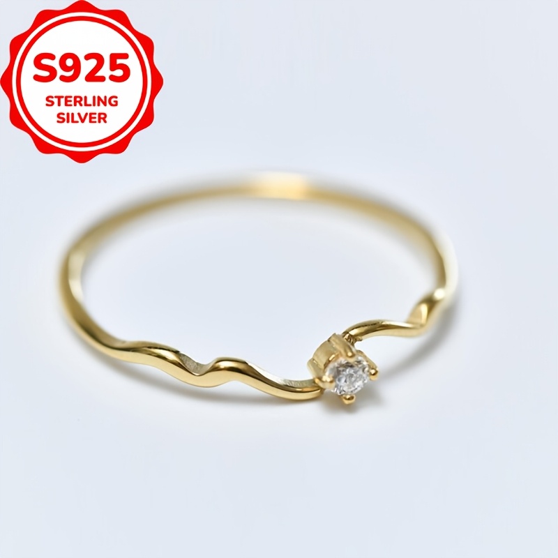Women's S925 Silver Irregular Curve Wave Design Ring