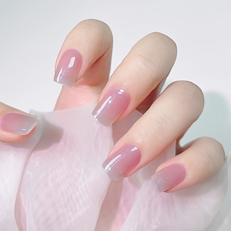 

Gradient Pinkish Semi-cured Gel Nail Strips - Salon-quality, Long Lasting, Easy To Apply & Remove - Includes Nail File & Crystal Stick