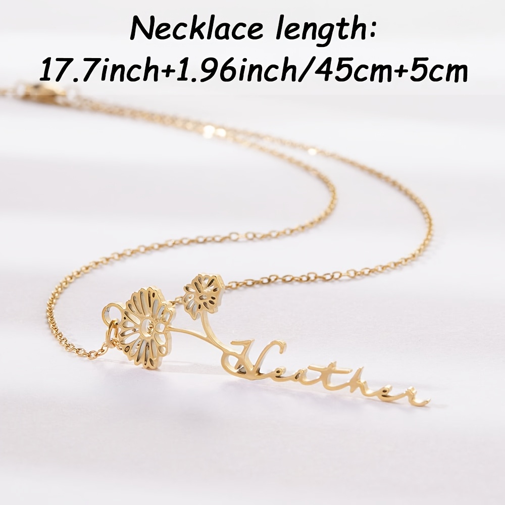 Personalized Vintage Flower + Name Pendant Necklace