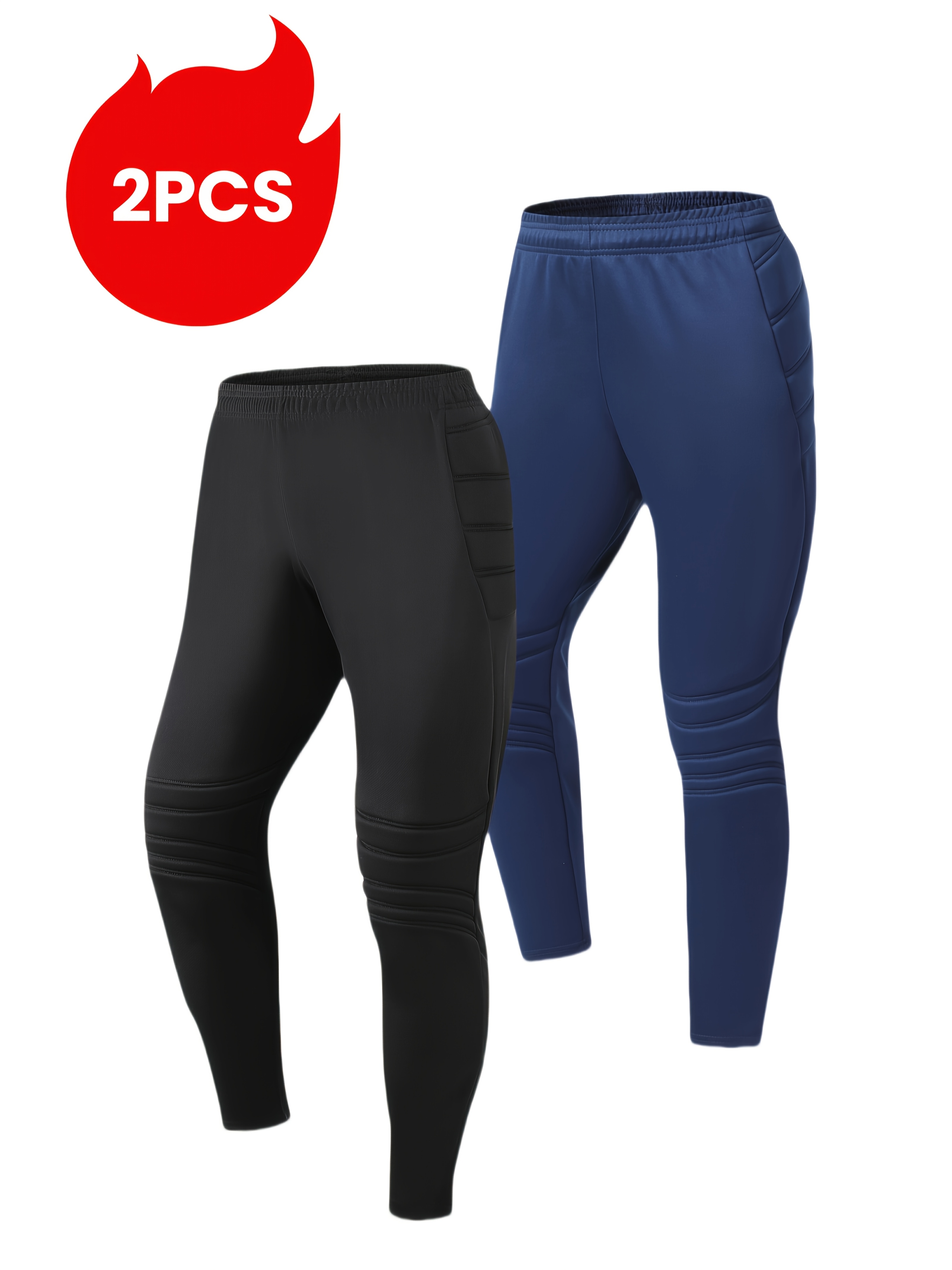 2pcs mens soccer goalkeeper leggings high   breathable waistband protective sponge padding black   for training games and sports event
