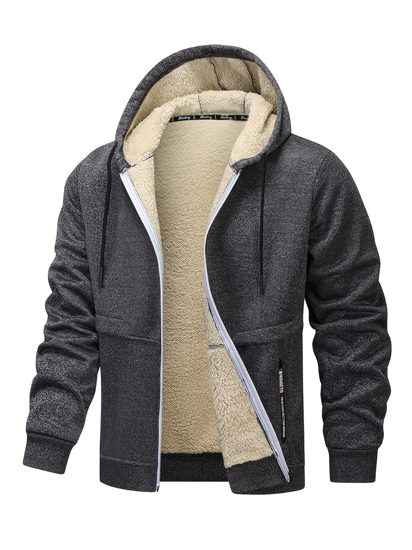 giacca invernale cappuccio staccabile e pelliccia blu Temu Italy - Main Image