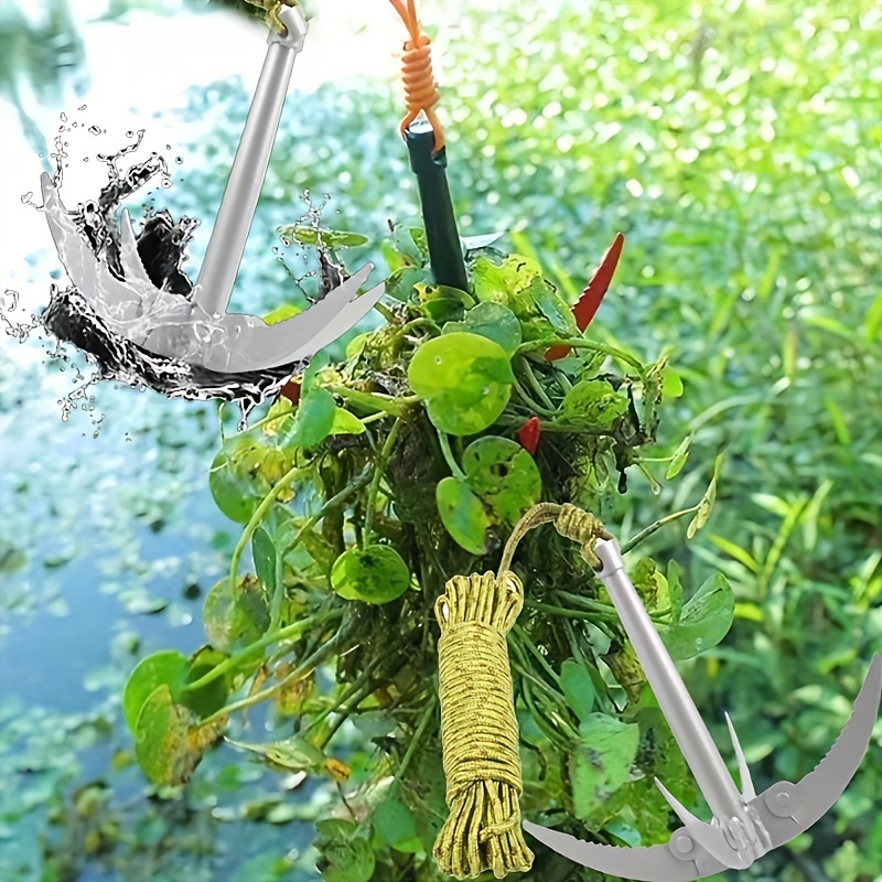 

Huapuda 1pc Foldable Water Grass Knife With Four-legged Anchor And Pulling Device - And Grass Removal (rope Color Random)