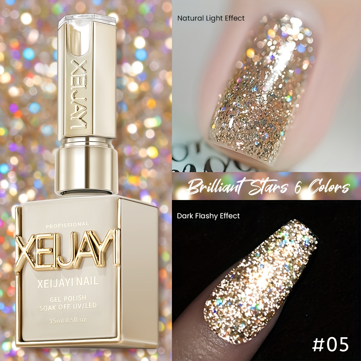 Image of Glitter Nail Art 6 Colors 15ml Gel Nail Polish Soaking Led Nail Gel Salon Female Nail Art Tools Fashion Nail Designs
