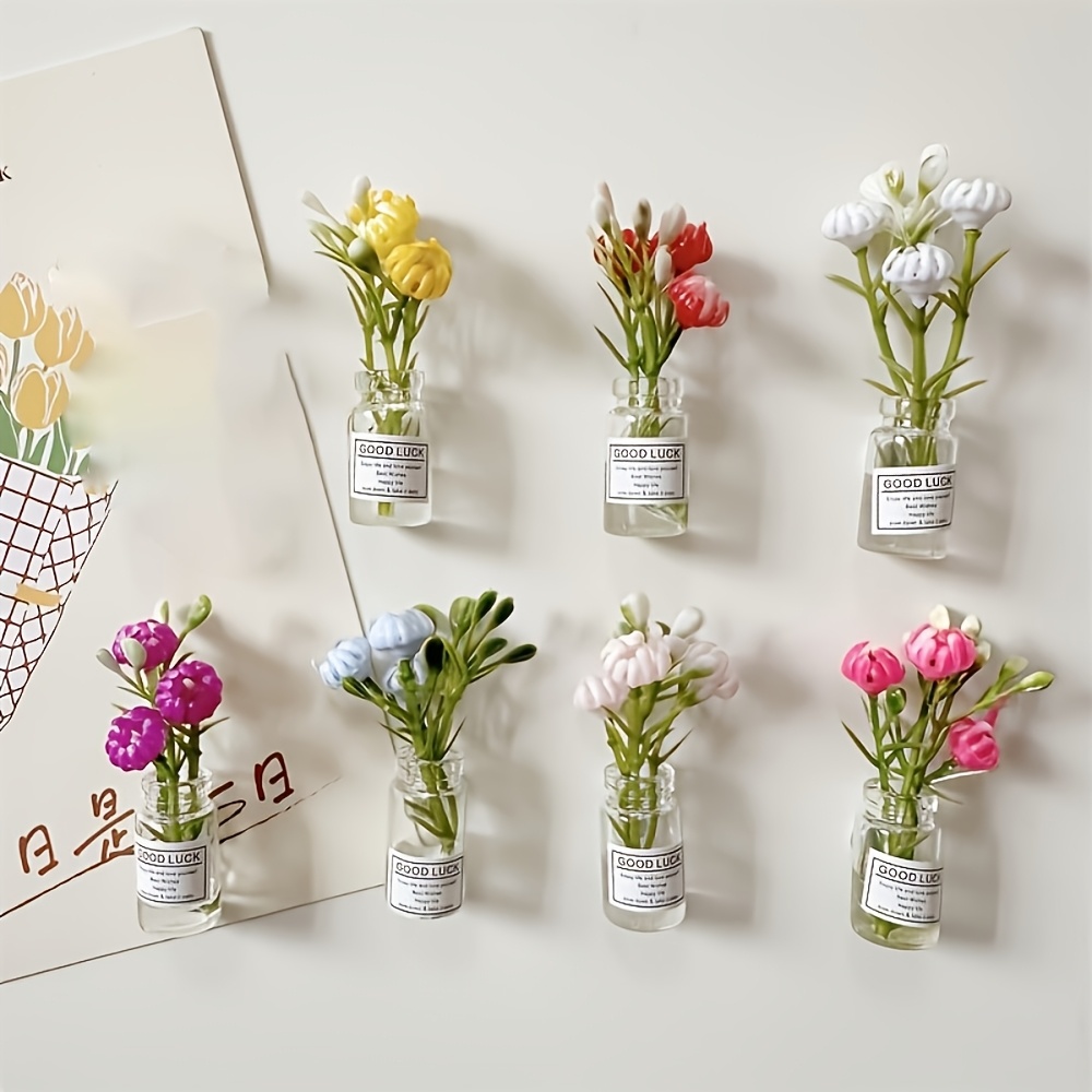 TEMU 14 pièces (7 ensembles de vases en résine brillante + 7 pièces de ruban adhésif double face couture) - Décoration pour rétroviseur de voiture,