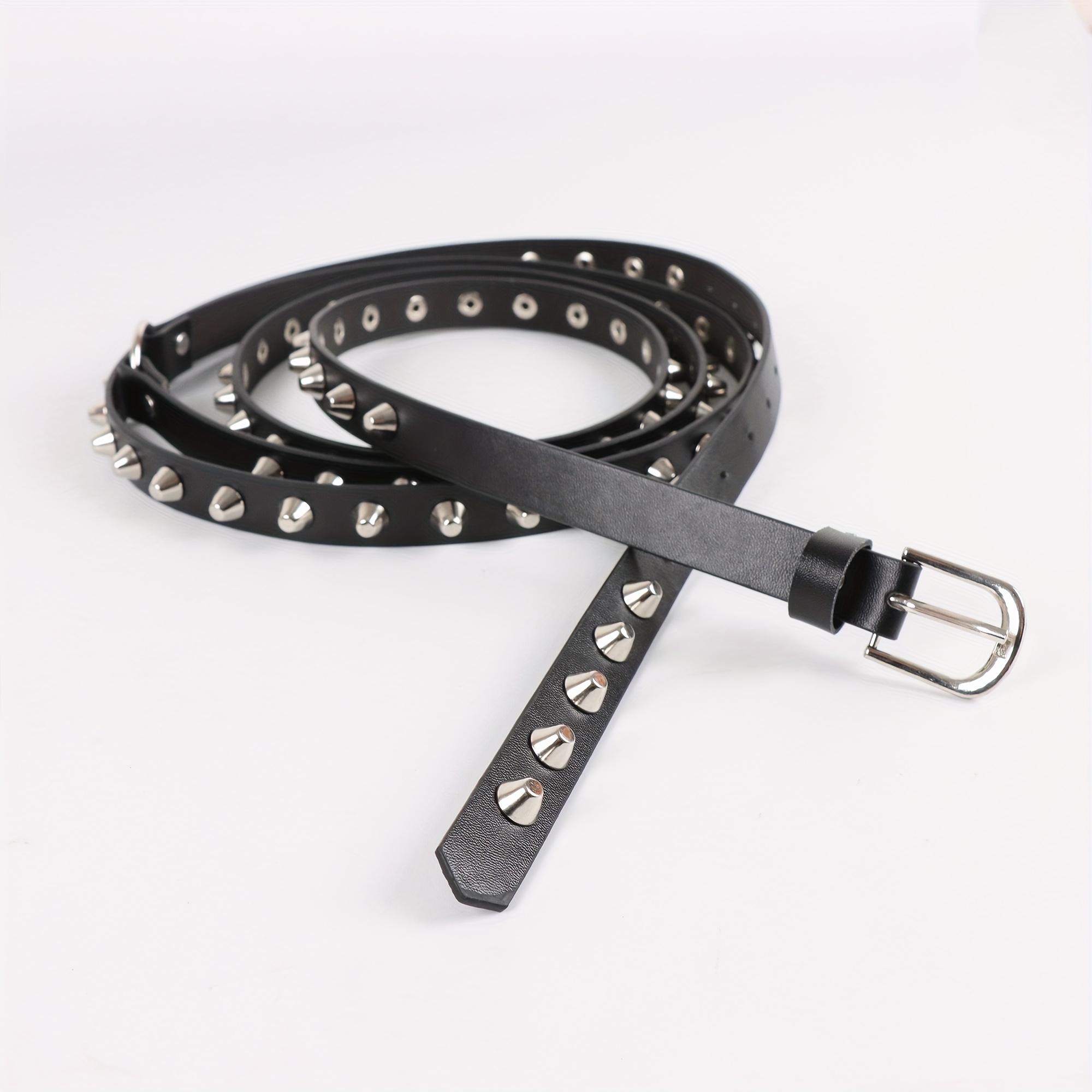 Punk Cowboy Style Double Loop Belt with Bucket Nails