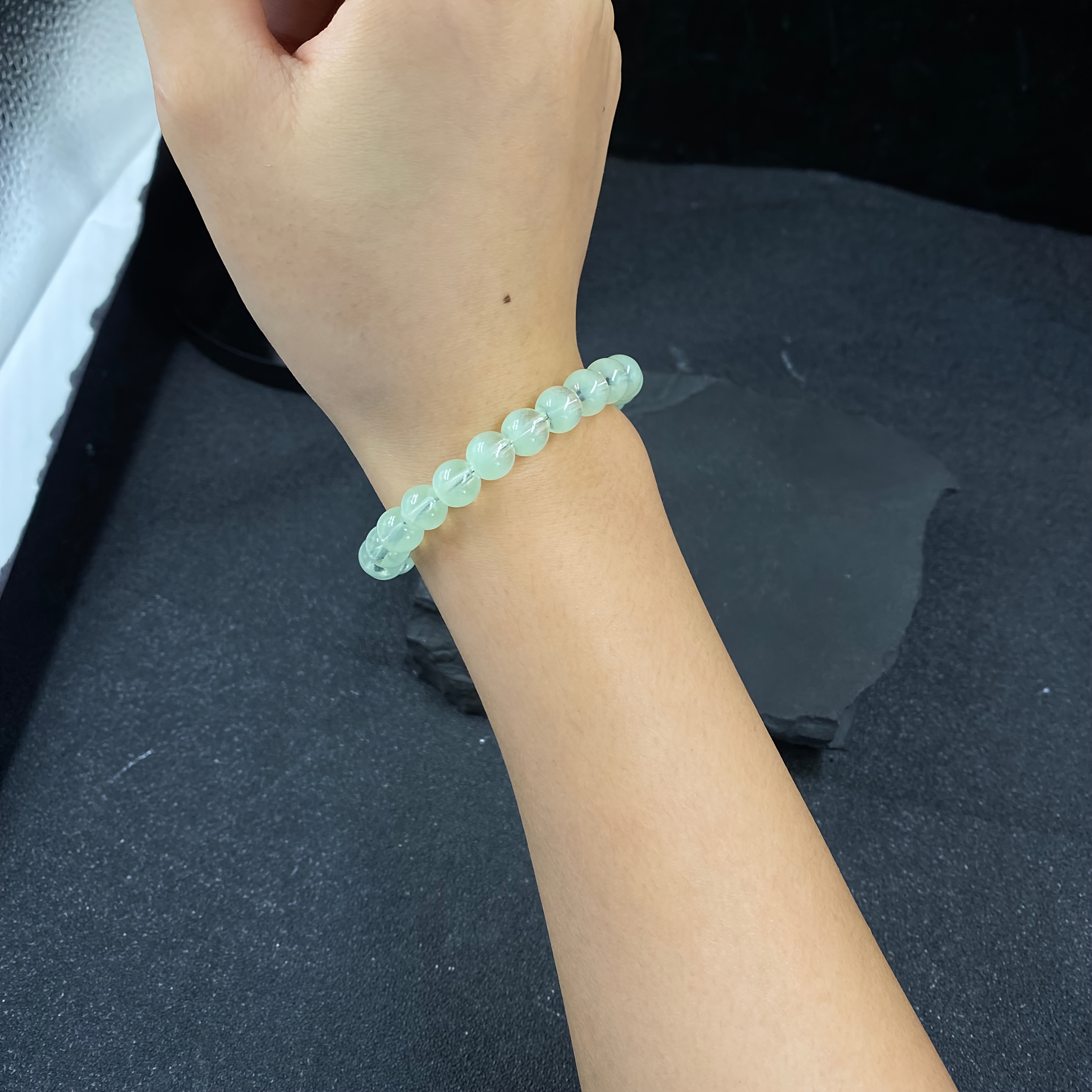 Light Green Grape Stone Round Bead Bracelet, Versatile Daily Wear