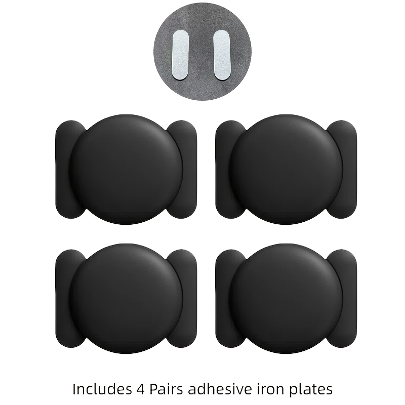 E-shop 4 Stück Magnetische Schwarze Airtag-Halterung – Mini-Silikonhülle mit Halterung | Passend für