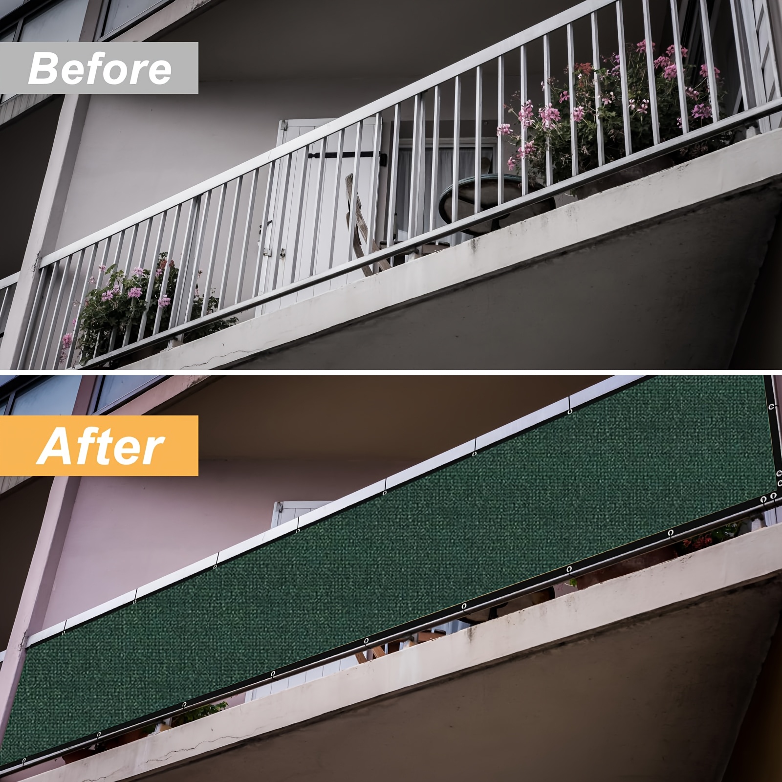 Dark Green Privacy Screen for Balconies, Designed to Shield Against And Sun, Featuring Eyelets for Easy Installation. Ideal for Decks, Patios, Backyards, Pools, And Porches (1pc)