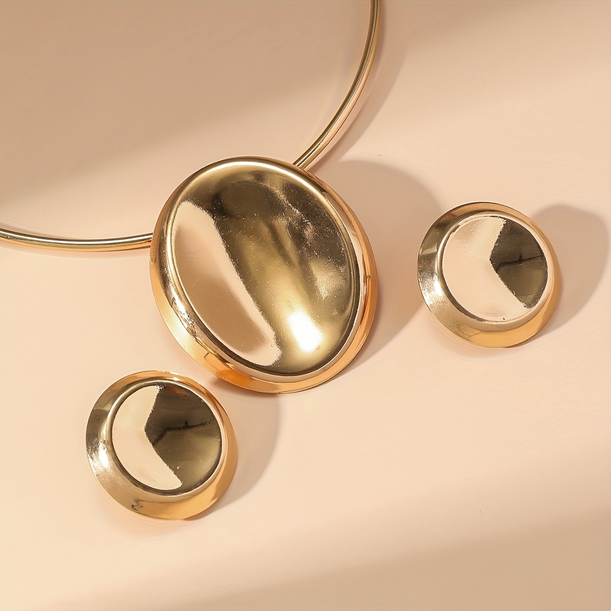 3pc Vintage-Inspired Oval Necklace and Earring Set, Elegant Gift