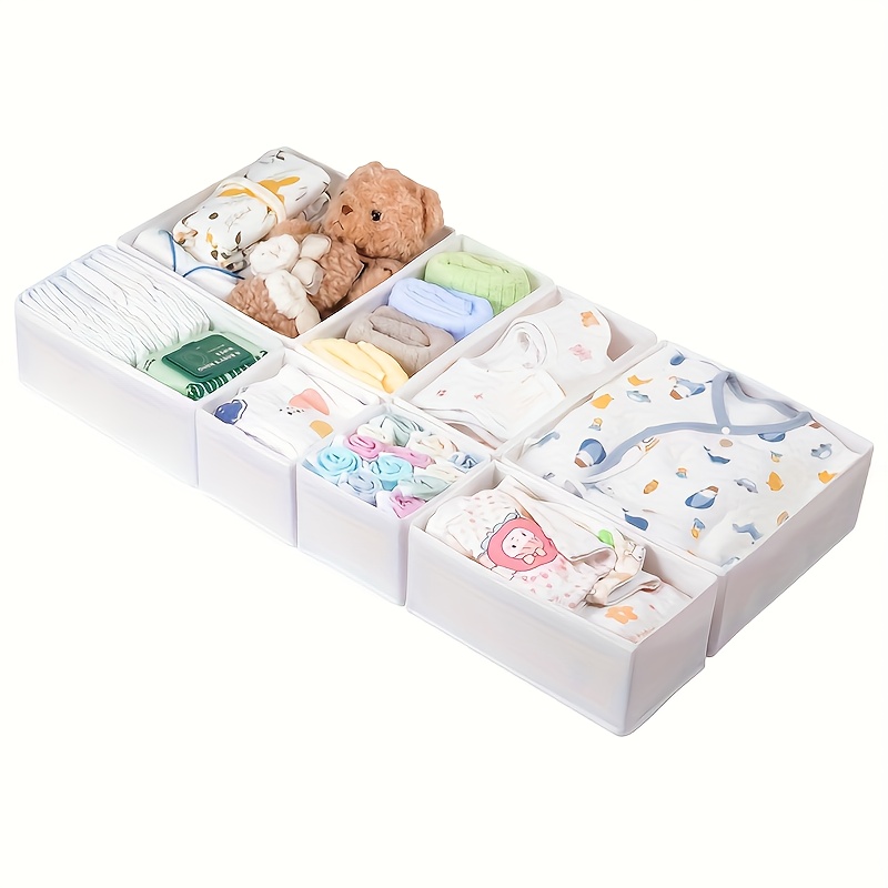 8 stück weiße stoff-schubladen-organizer-boxen für kleidung - faltbare kleiderschrank-aufbewahrungsboxen mit mehreren fächern, strapazierfähiges stoffmaterial für einfache organisation von hemden, hosen und accessoires, kleiderorganisator, schubladenorganisator, kleiderschrankorganisator und aufbewahrung, unterwäsche-organisator, schrankorganisator, kleiderorganisator, unterwäsche-aufbewahrungsorganisator, kleideraufbewahrungsorganisator, aufbewahrungsbox
