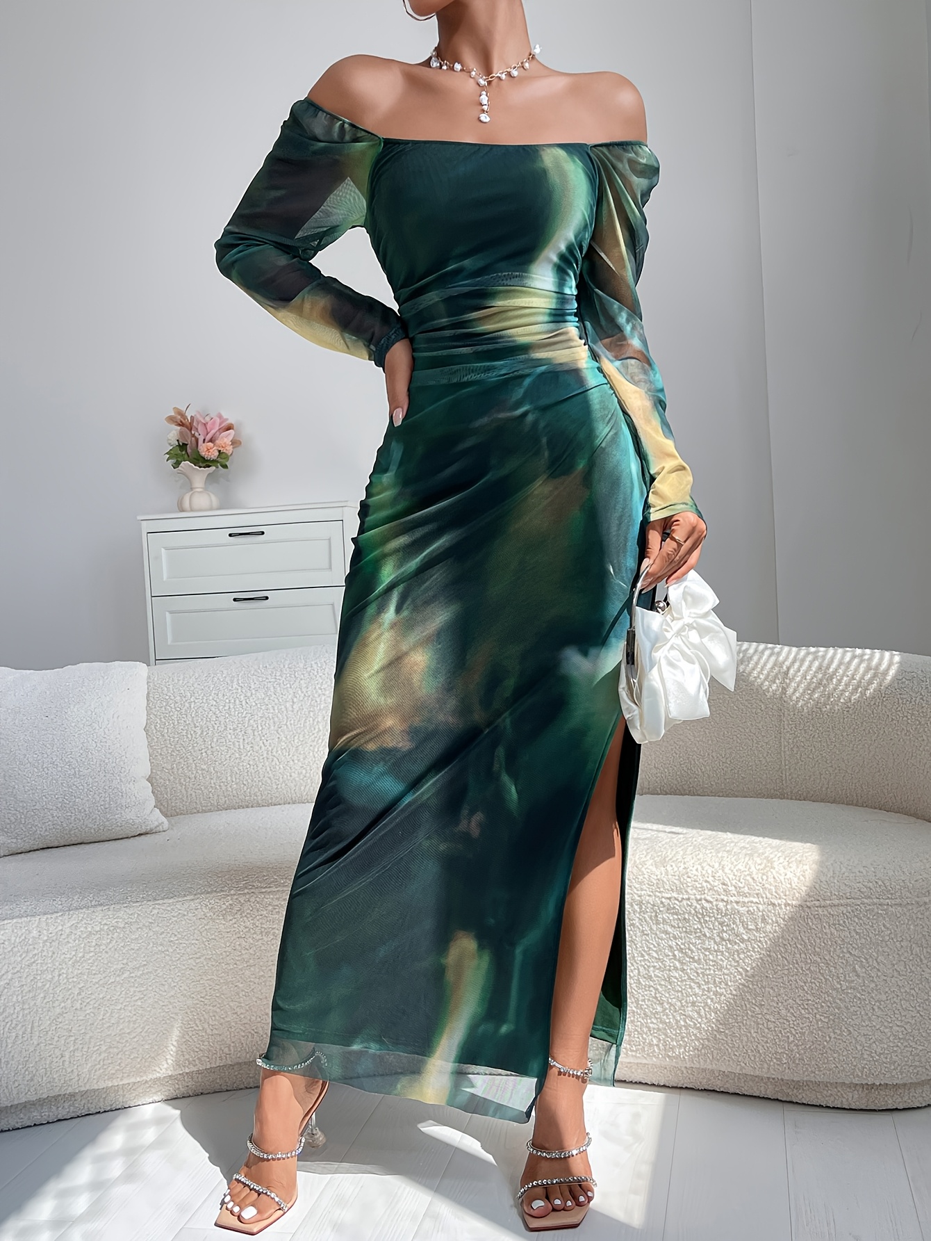 popular western style fitted party dress floral print - Temu Mauritius