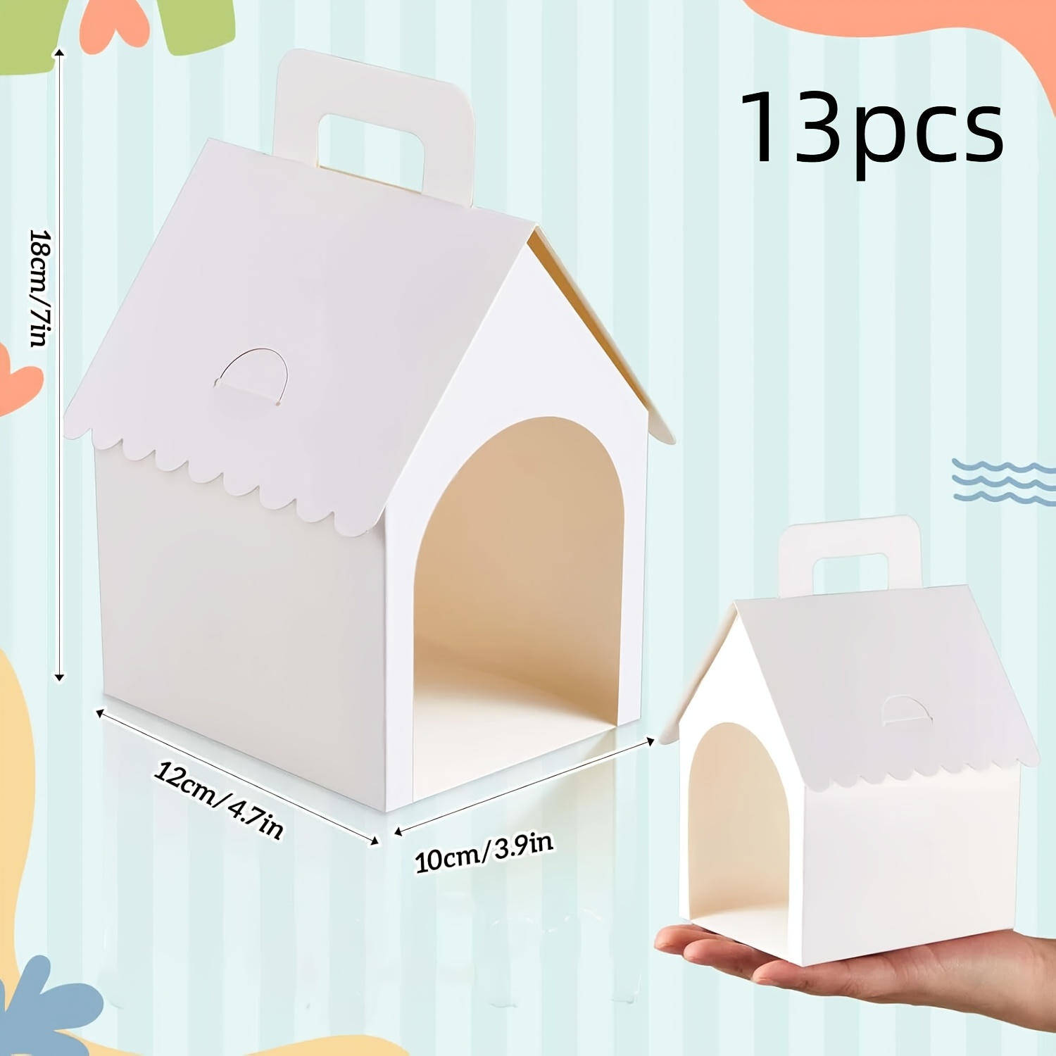 Image of 13pcs Dog Party Favors Boxes Dog House Shaped Gift Boxes With Holes Foldable With Handle For Puppy Pet Adoption Crafting Birthday (house Style)