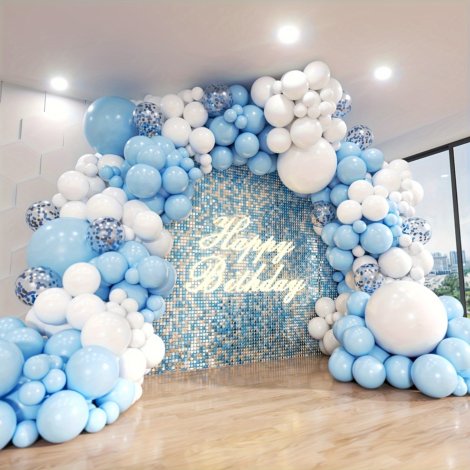 

102-piece Blue & White Balloon Arch Kit - Perfect For Birthdays, Gender Reveals, Weddings, Proms, Bridal Showers & Anniversaries - Versatile Indoor/outdoor Decor