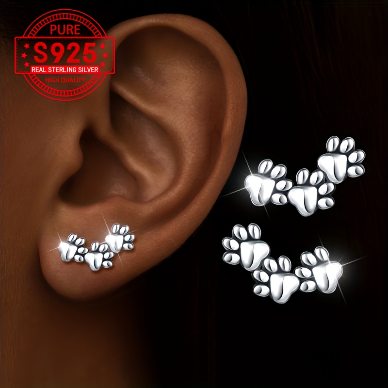 

1 Paire de Boucles d'Oreilles en de Patte en Argent S925, Design de Griffe de Chien et Chat , Bijoux de Mode Hypoallergéniques pour Femmes, Cadeau pour Noël et Toutes les , 1.4g