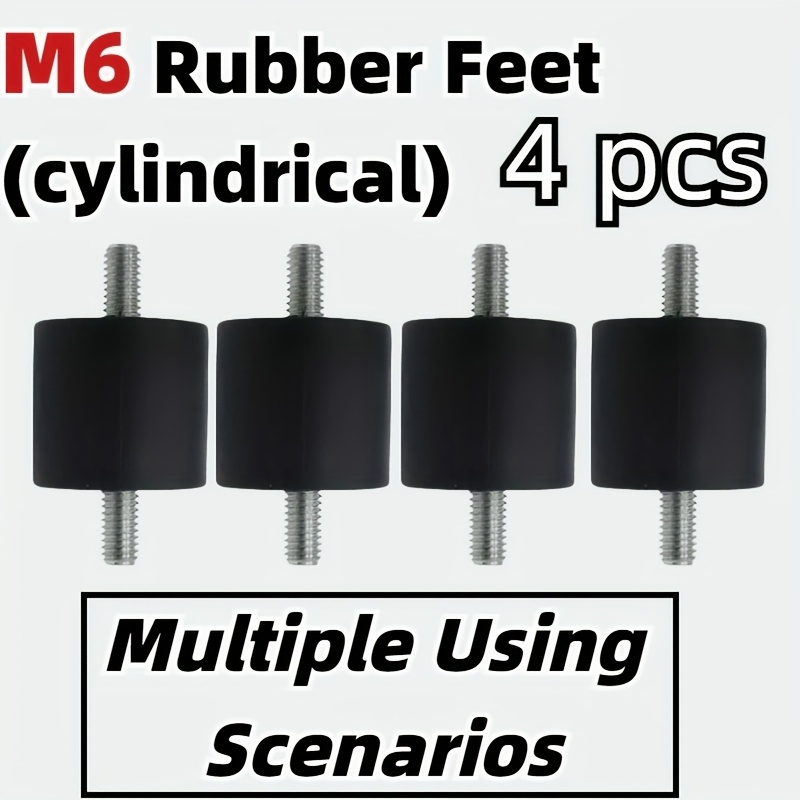 Set Of 4 M6 Screw-type Rubber Feet (hard), Designed To Reduce Vibration And Shock, Suitable For Air Compressors And Large Electrical Equipment, In Noise Reduction