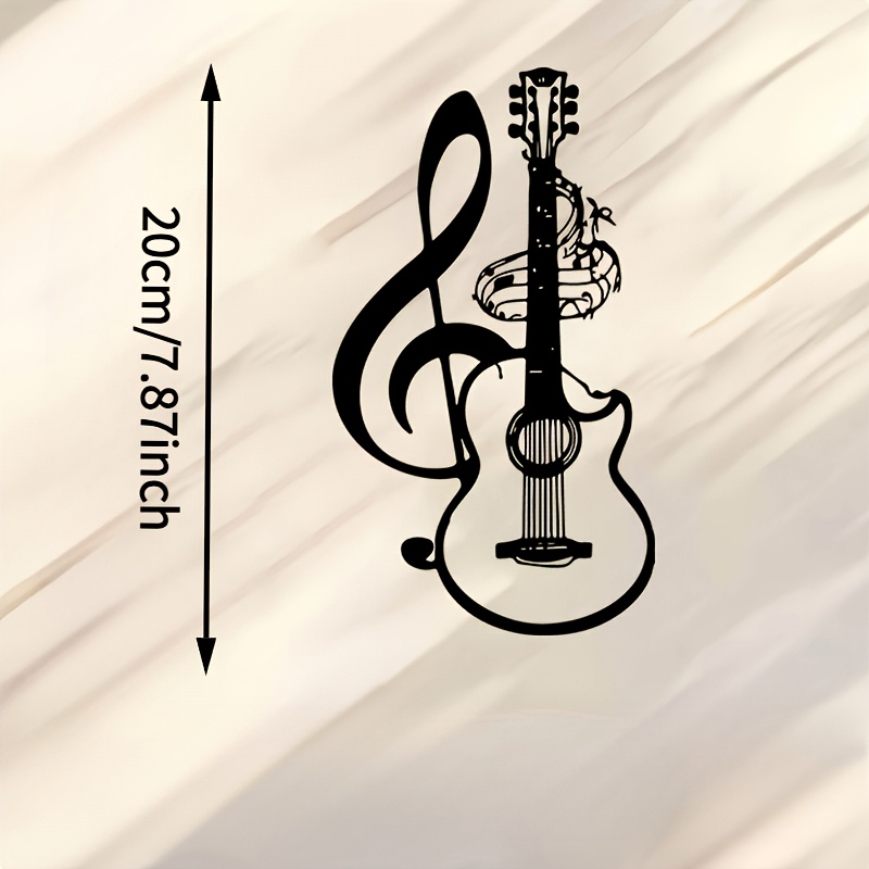 TEMU 【2d Flat】 [2d Flat] 1pc, Wall Sculpture, Vintage Musical Clef And Guitar Wall Decor – Powder Coated Iron Sculpture, Indoor/outdoor Mural, Home