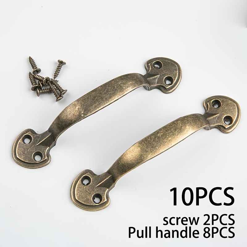 E-shop 10er-Pack Bronze Europäische Stil Vierloch-Griffset, inklusive 2 Griffe und 8 Schrauben-Kombinationen, geeignet für Küchen- und Schranktüren,
