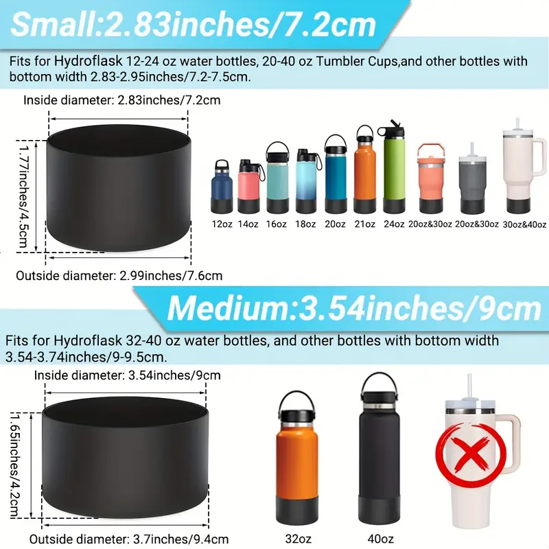 1 pieza de silicona para botellas de agua de ancha y estándar de 40 onzas con , antideslizante sin bpa para botella de agua de acero inoxidable detalles 0