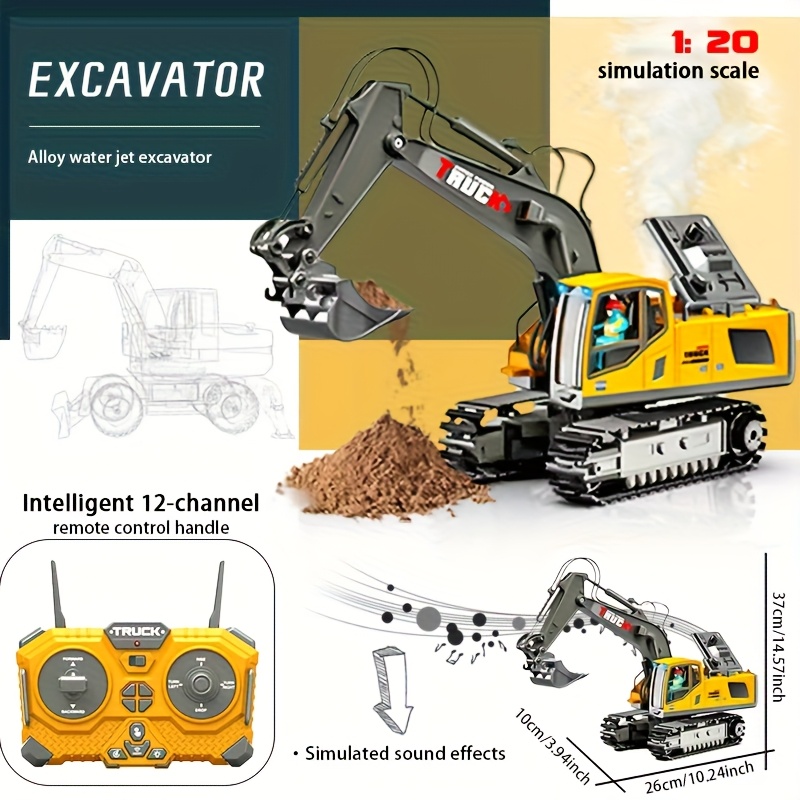 TEMU Set di 3 Veicoli da Costruzione: Escavatore, Bulldozer & Camion Ribaltabile, Giocattolo di Simulazione Realistica, Regalo per Bambini