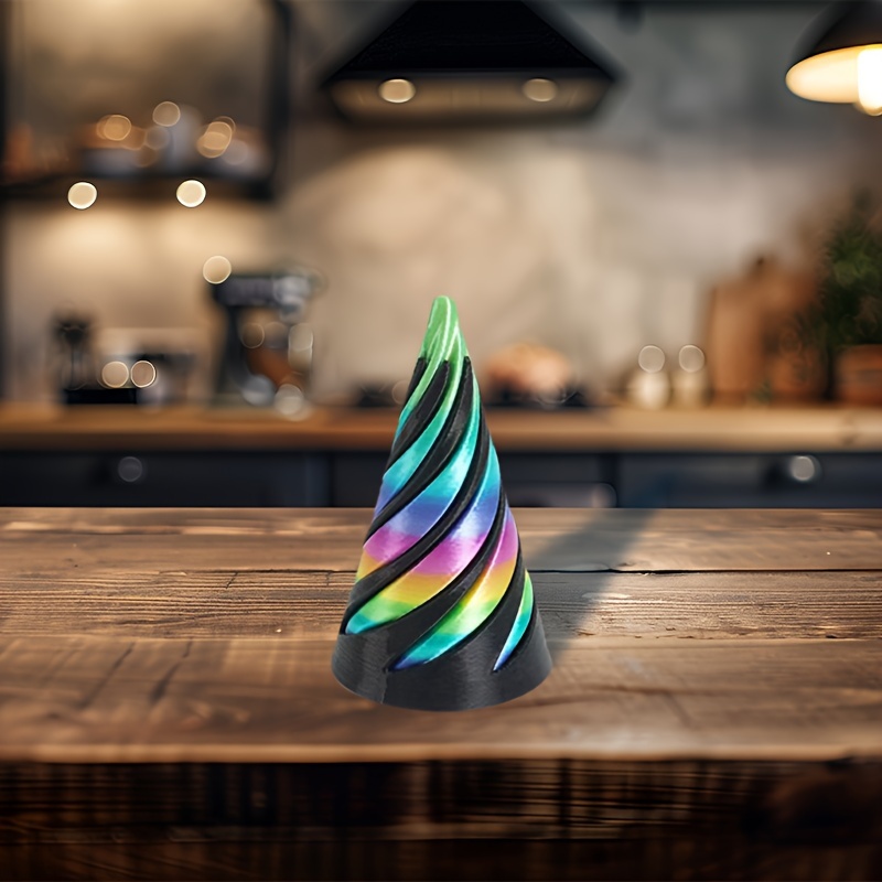 3D Printed Dual-Push Spiral Cone Desktop Ornament, Halloween Christmas Thanksgiving Holiday Gift