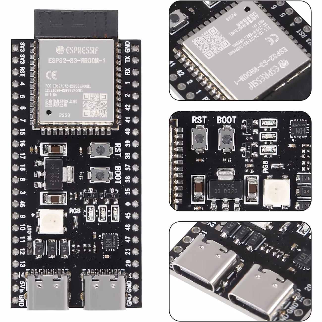 2 יחידות esp32-s3 לוח פיתוח n16r8 n8r2 mcu עם לוח ליבה type-c דו-מצבי לארדואינו iot esp32-s3- -1 פרטי מוצר 2