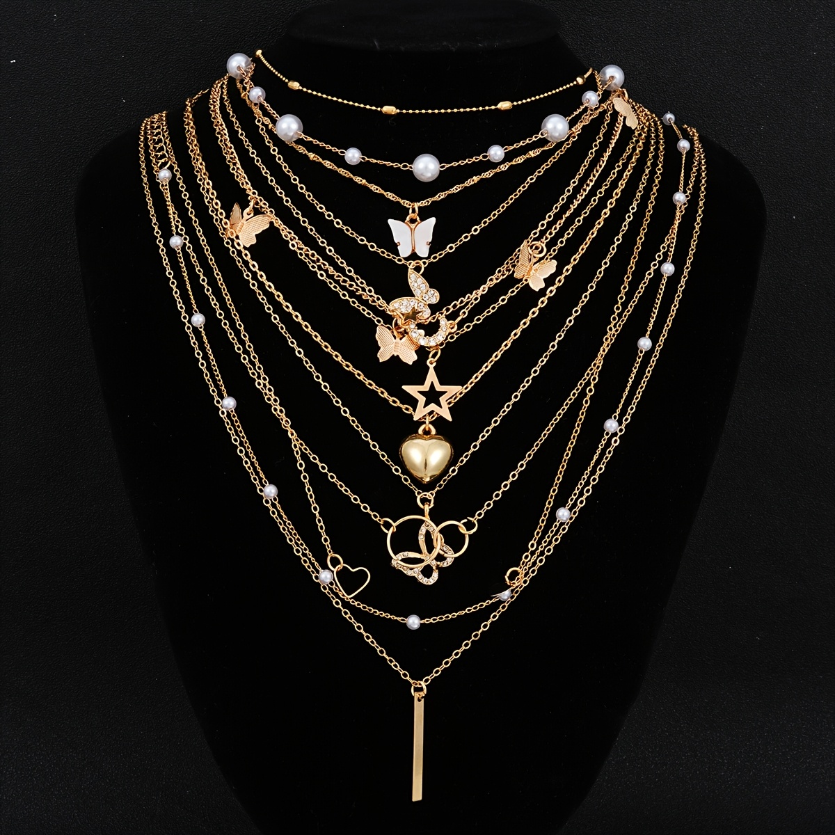 

11pcs Simple Vertical Strip Necklace Set For Women Dating Matching Elegant Gift