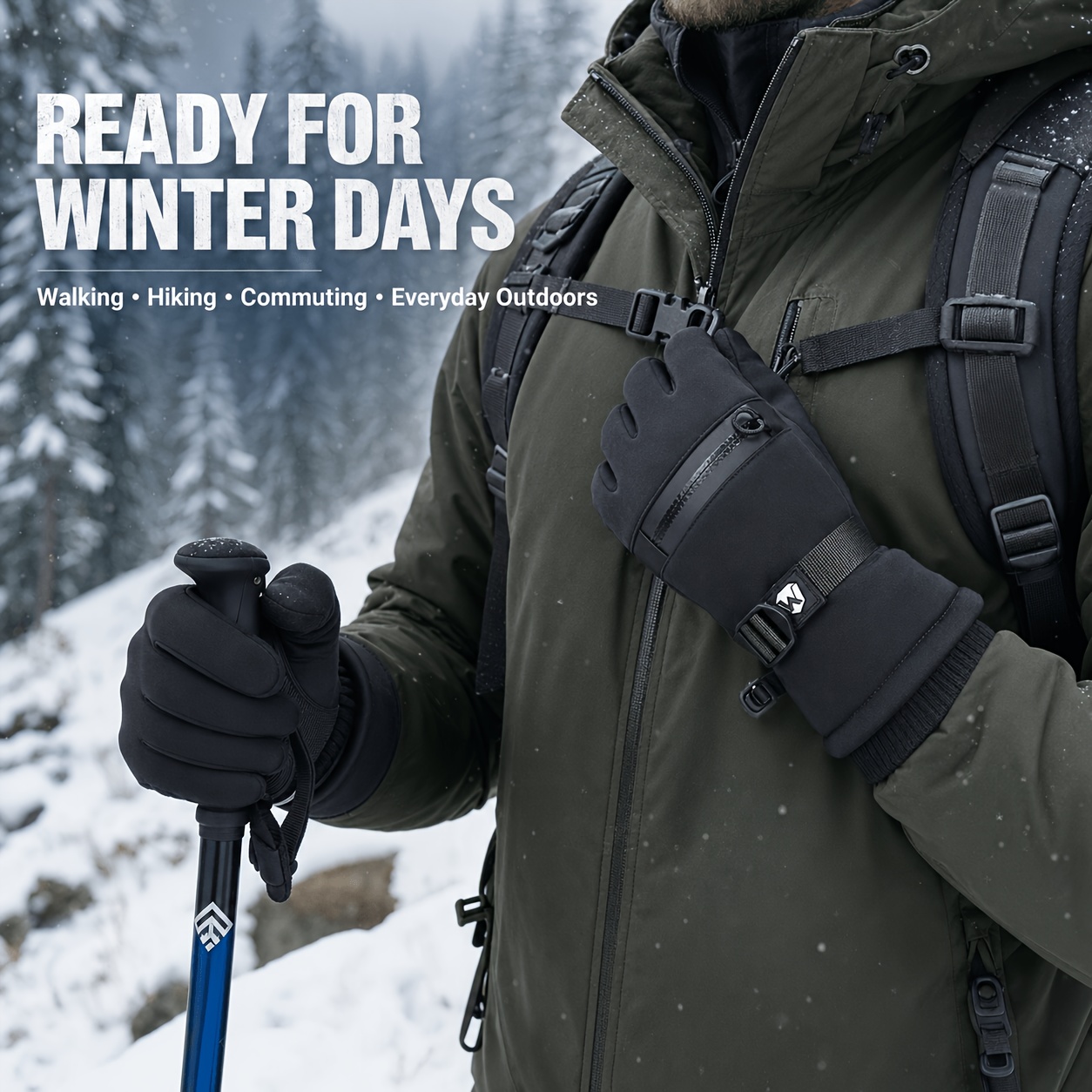 Winter Thickened Warm Ski Gloves, Unisex