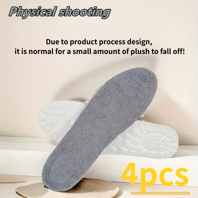 Image of 4pcs Winter Warm Plush Insoles For Women Men Thicken Thermal Shoe Pad Sports Inserts Boots Insole
