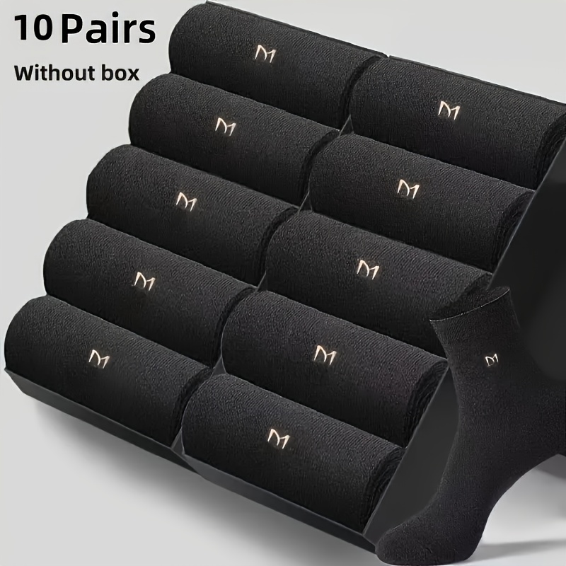 E-shop 10 Paar Herren Mid-Calf Socken - Ganzjahres-Business-Socken, atmungsaktiv und feuchtigkeitstransportierend, nahtloses Design, geeignet für Büro