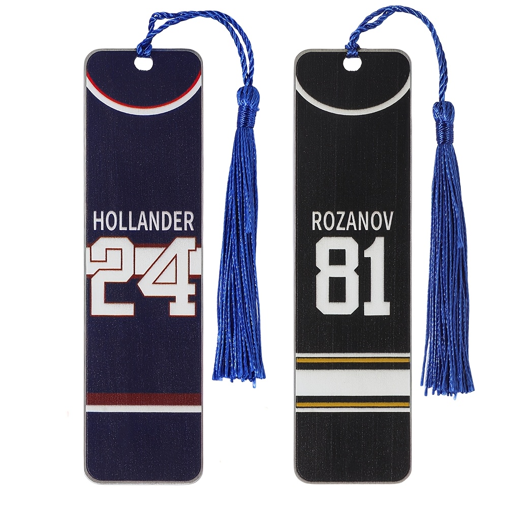 E-shop Heated Doppelseitiges Rozanov 81 Edelstahl-Lesezeichen, Eishockey-Metallseitenhalter mit Quaste, langlebiges Lesezubehör, perfektes Geschenk für