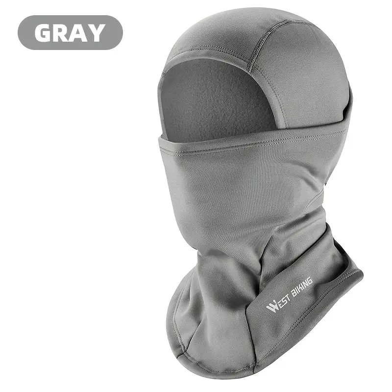WEST BIKING Windproof Thermal Balaclava - Grey Fleece Full Face Mask For Cycling, Ski, Snowboard