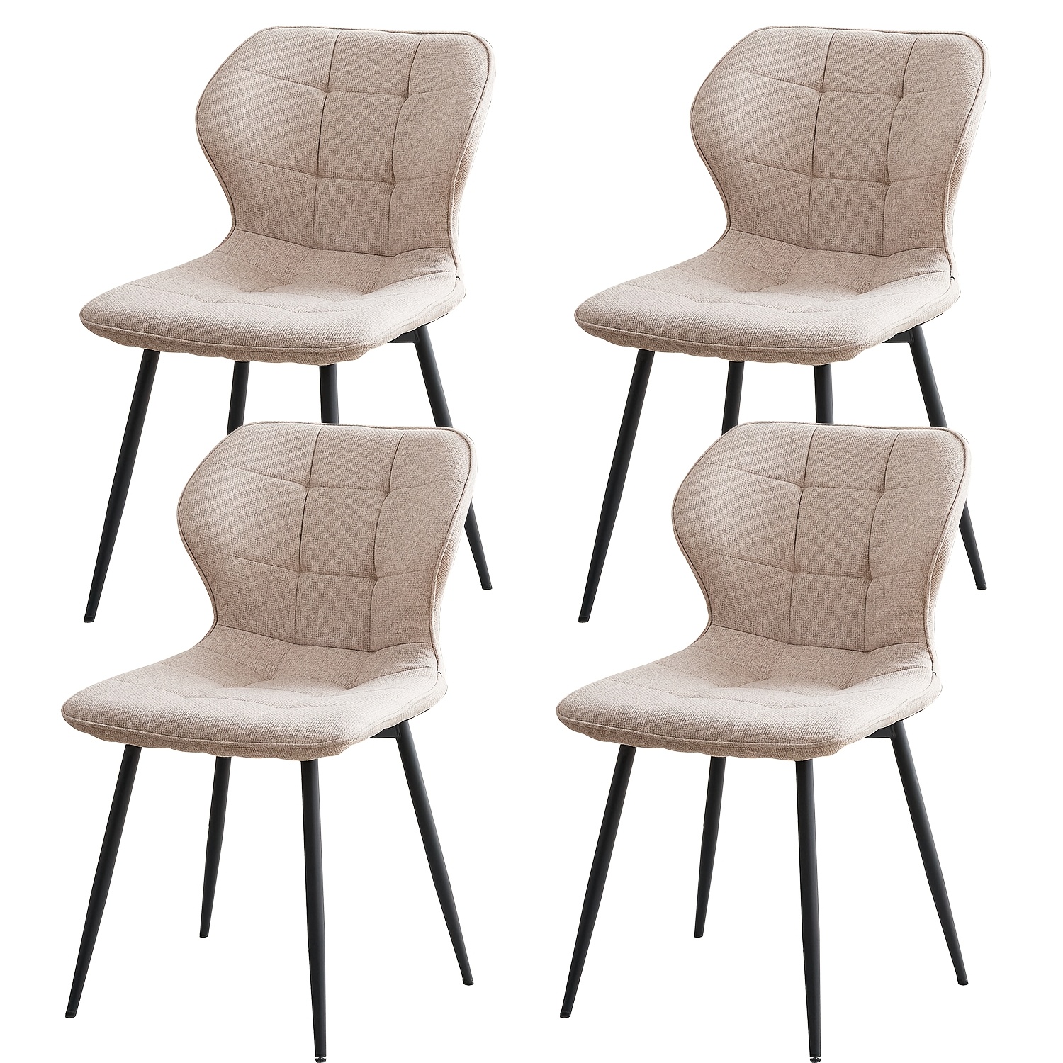 Image of Egoonm Set Of 4 Dining Room Chairs Kitchen Chairs Upholstered Chair Living Room Chair With Linen Seat Cushion Metal Legs 135kg Load Capacity For Dining Room Furniture